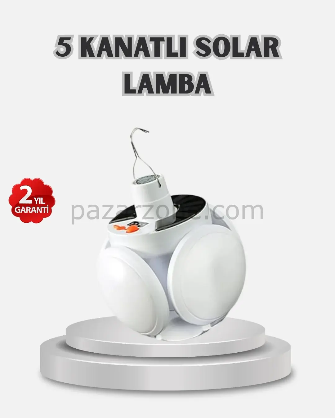 Güneş Enerjili ve USB Şarjlı LED Kamp Lambası – 5 Farklı Işık Modlu, Askılı Tasarım
