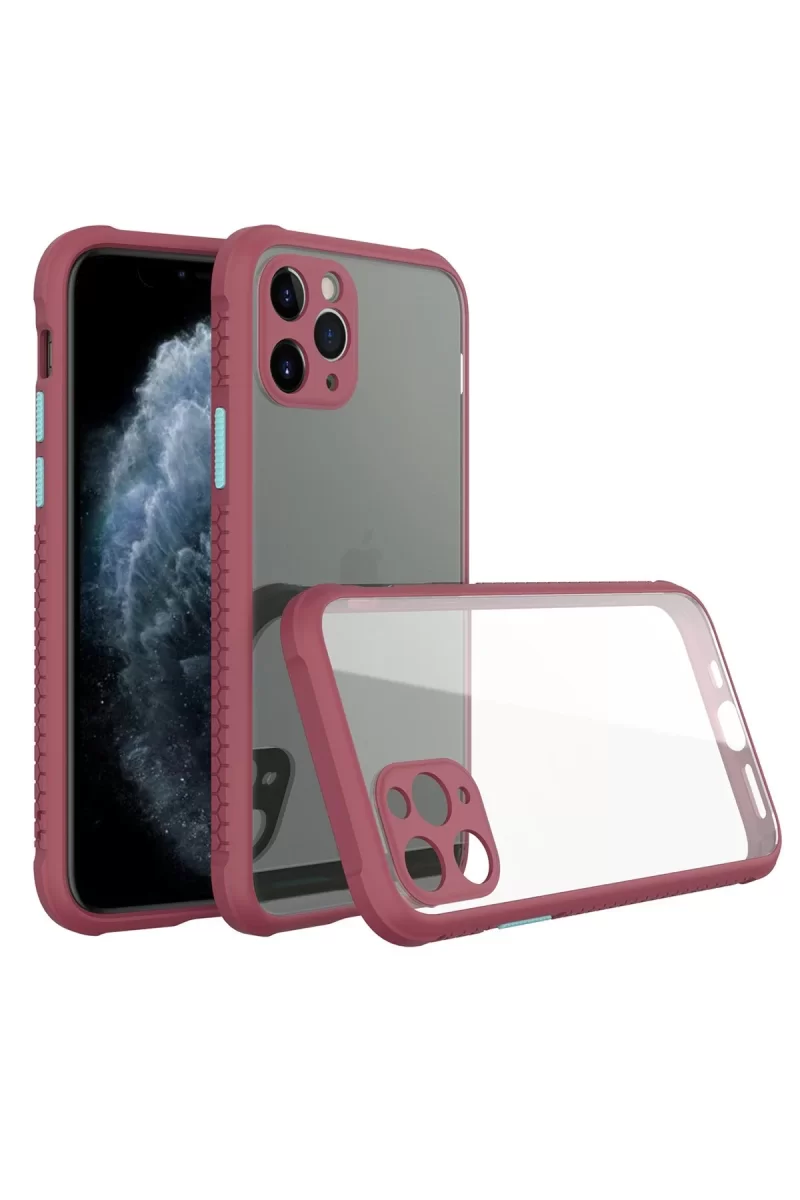 Newface Apple iPhone 11 Pro Kılıf Miami Şeffaf Silikon - Fuşya