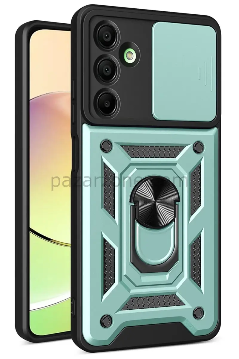 Newface Samsung Galaxy A36 Kılıf Pars Lens Yüzüklü Silikon - Yeşil