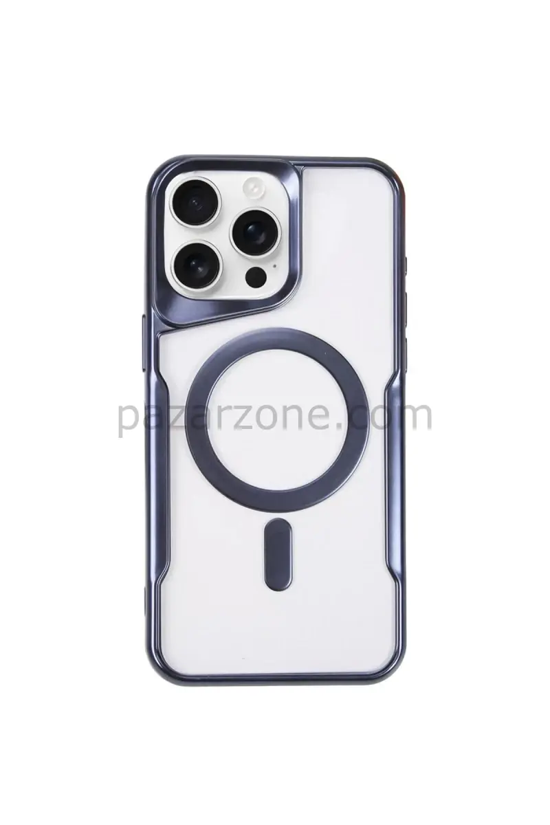 Newface Apple iPhone 15 Pro Kılıf Boyi Magsafe Silikon Kapak - Lacivert