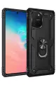Newface Samsung Galaxy A91 / S10 Lite Kılıf Sofya Yüzüklü Silikon Kapak - Siyah
