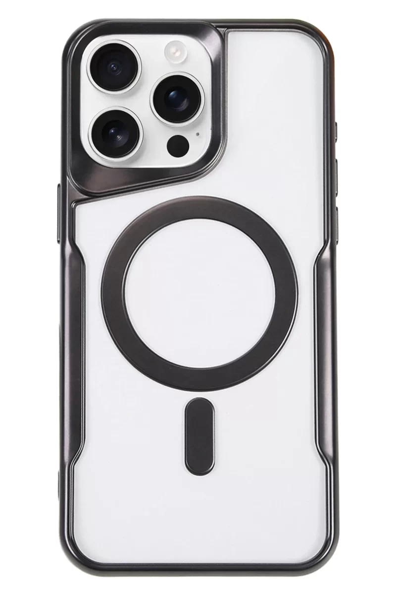 Newface Apple iPhone 16 Pro Max Kılıf Boyi Magsafe Silikon Kapak - Siyah