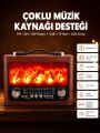 Solar Panelli Alev Işıklı Bluetooth Hoparlör – Çoklu Giriş, Uzun Pil Ömrü