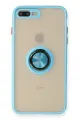 Newface Apple iPhone 7 Plus Kılıf Montreal Yüzüklü Silikon Kapak - Buz Mavi
