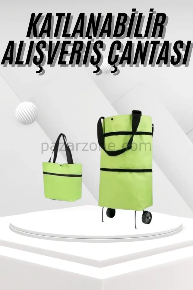 Katlanabilir Tekerlekli Pazar Market Çarşı Arabası Market Alışveriş Çantası