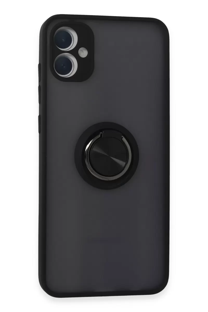 Newface Samsung Galaxy A05 Kılıf Montreal Yüzüklü Silikon Kapak - Siyah