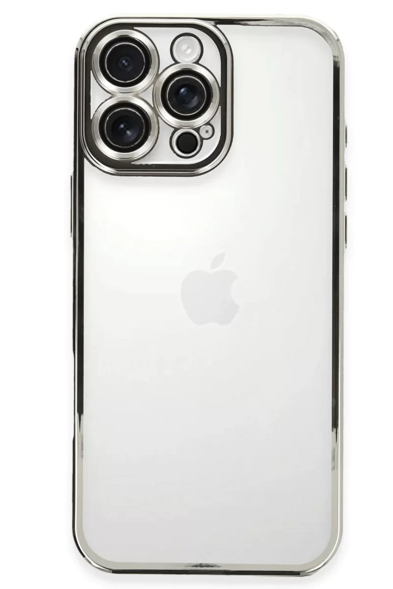 Newface Apple iPhone 16 Pro Max Kılıf Razer Lensli Silikon - Gümüş