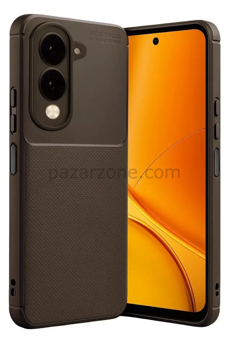 Newface Vivo Y29S Auto Focus Karbon Kapak - Kahverengi