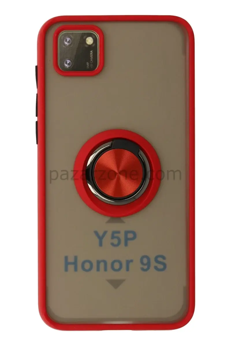 Newface Huawei Y5P Kılıf Montreal Yüzüklü Silikon Kapak - Kırmızı