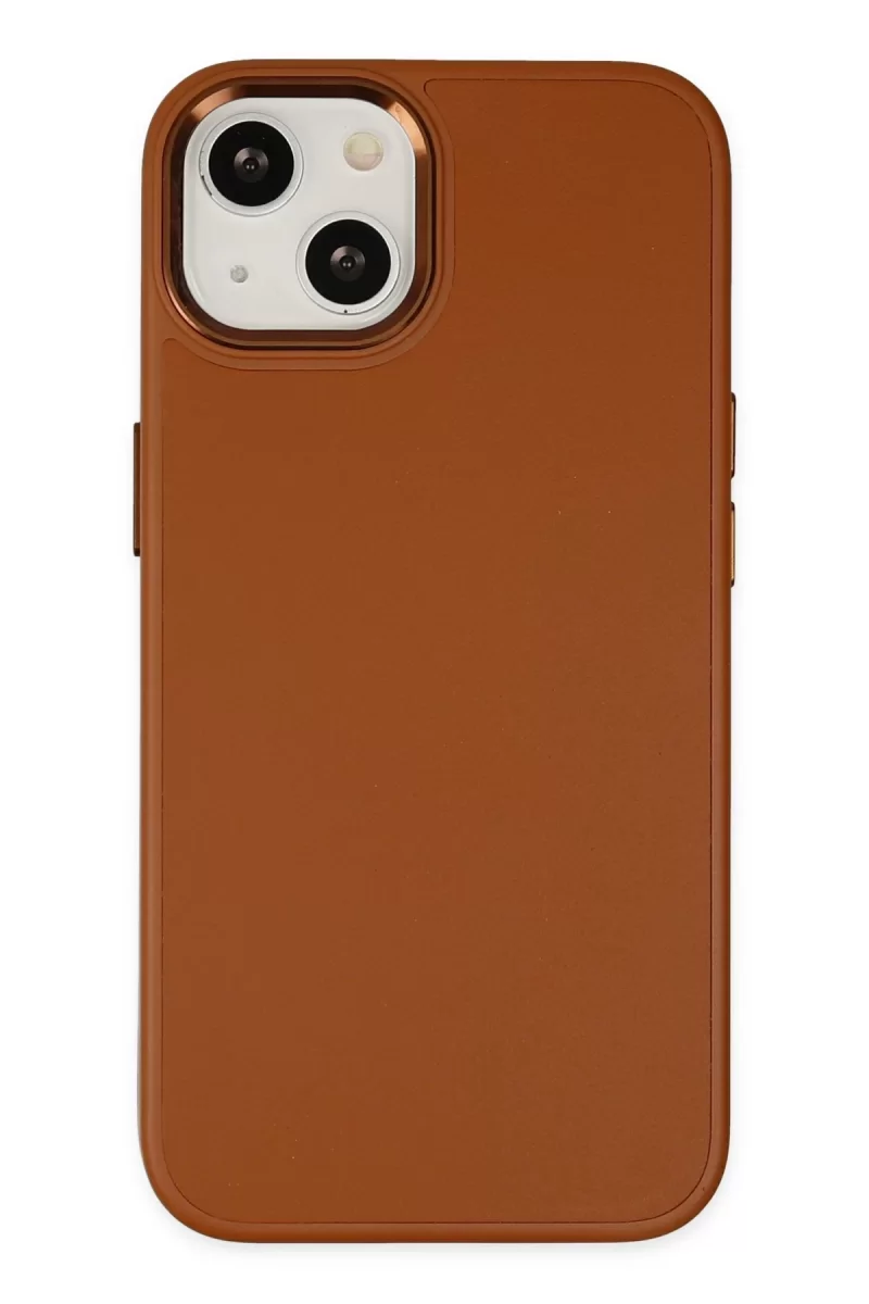 Newface Apple iPhone 14 Plus Kılıf Asya Deri Silikon - Kahverengi