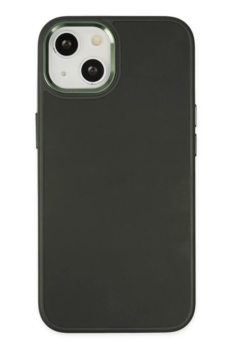 Newface Apple iPhone 14 Plus Kılıf Asya Deri Silikon - Koyu Yeşil