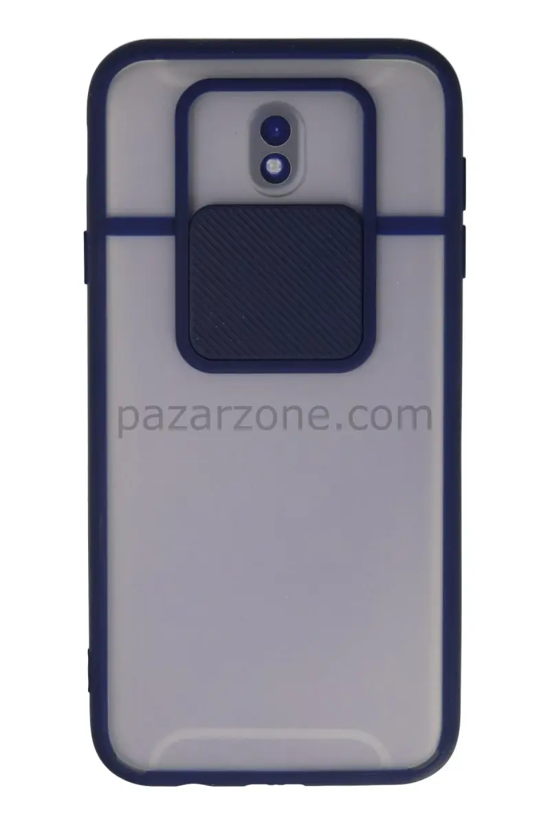 Newface Samsung Galaxy J7 Pro / J730 Kılıf Palm Buzlu Kamera Sürgülü Silikon - Lacivert