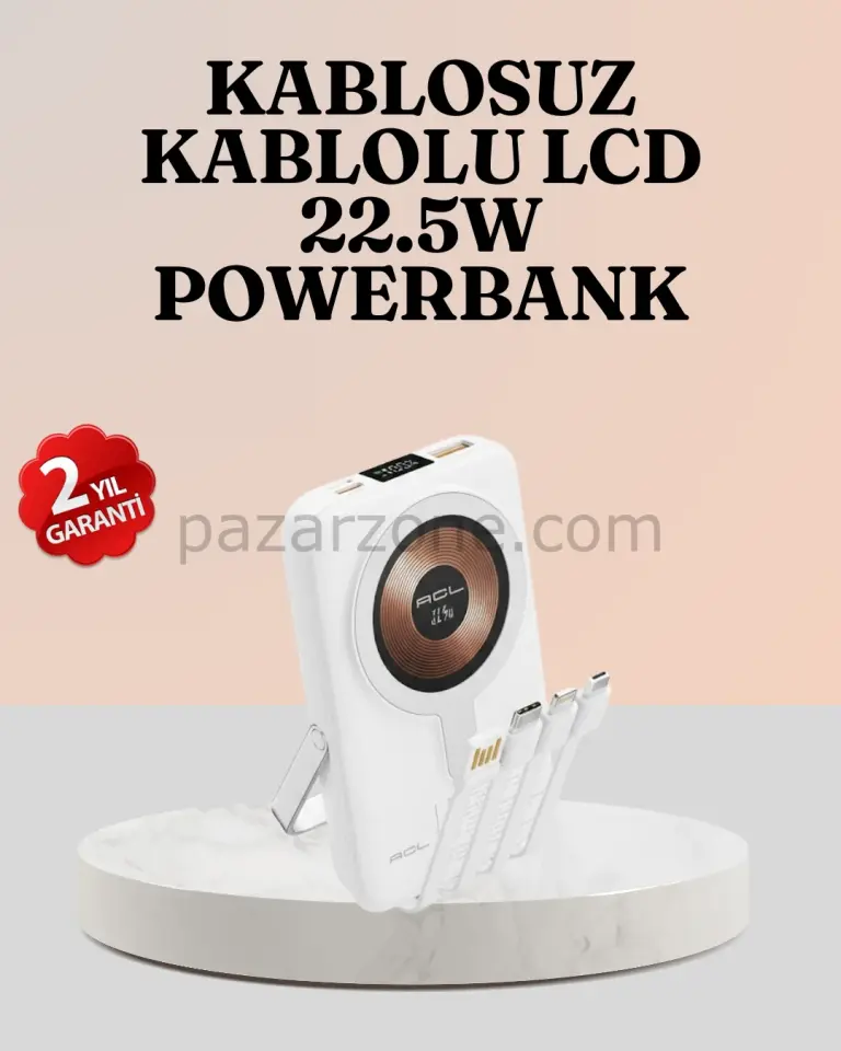 Kablosuz ve Kablolu Şarj Destekli Taşınabilir Powerbank