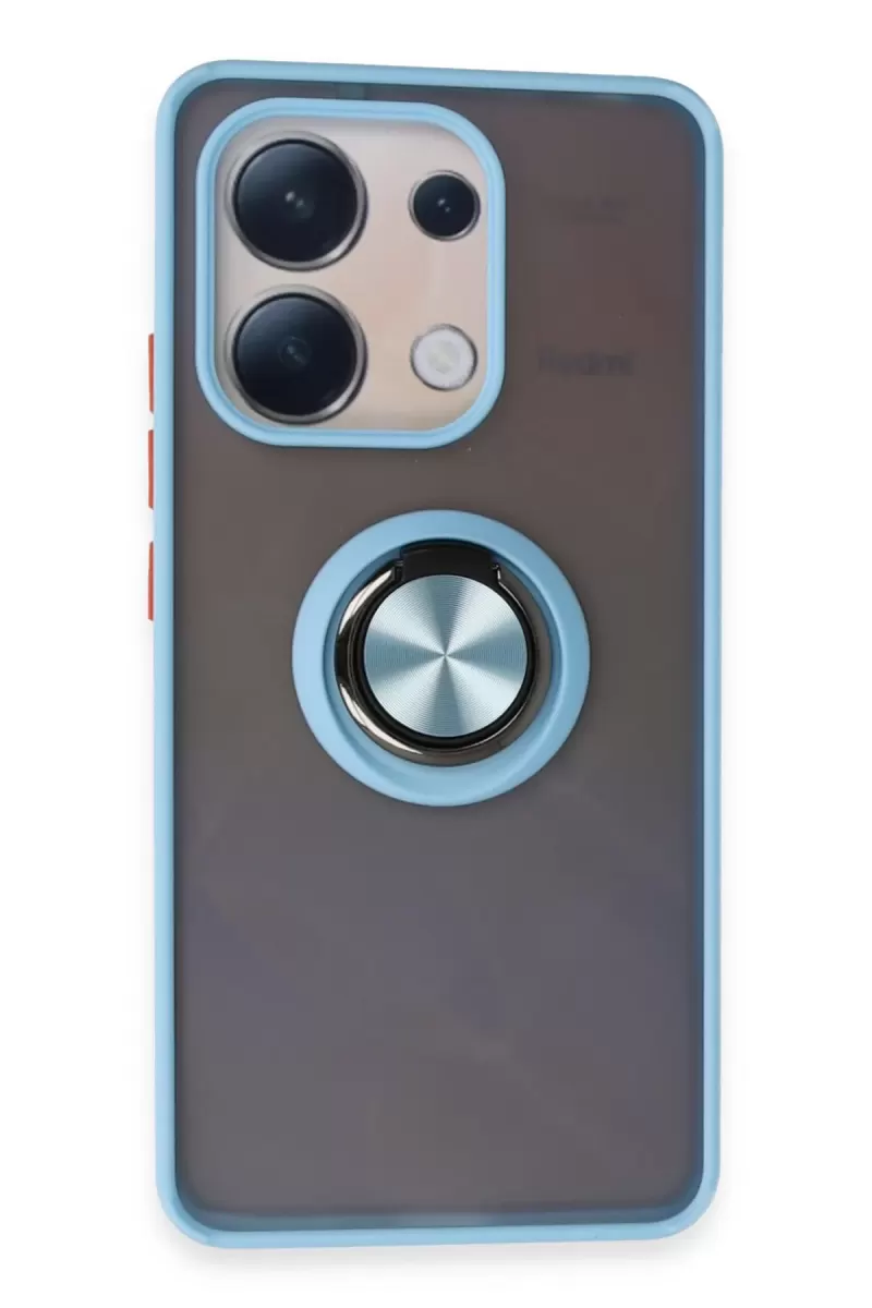 Newface Xiaomi Redmi Note 13 4G Kılıf Montreal Yüzüklü Silikon Kapak - Buz Mavi