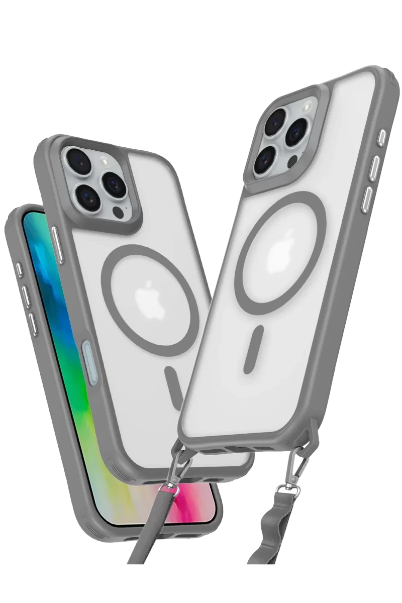 Newface Apple iPhone 16 Pro Max Kılıf Enka Magsafe Silikon Kılıf - Titan Gri