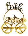Bride Yazılı Taç ve Bride To Be Yazılı Gözlük Seti - Altın Renk
