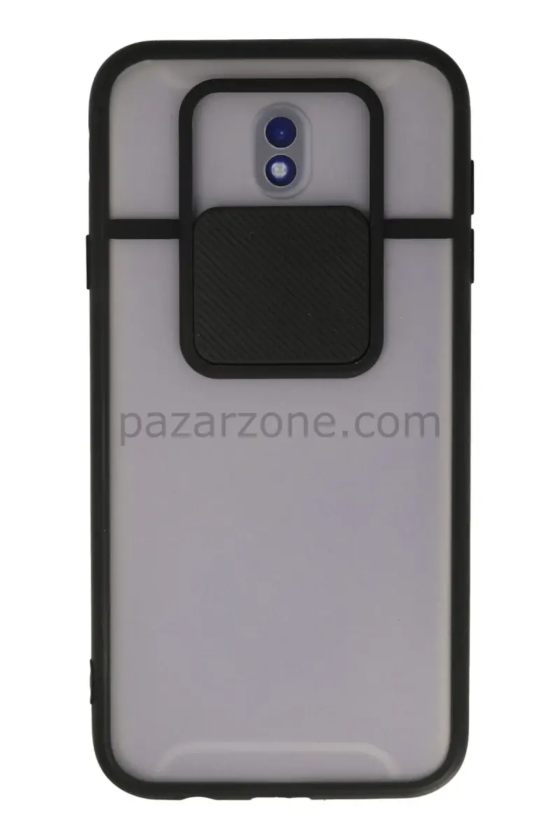 Newface Samsung Galaxy J7 Pro / J730 Kılıf Palm Buzlu Kamera Sürgülü Silikon - Siyah