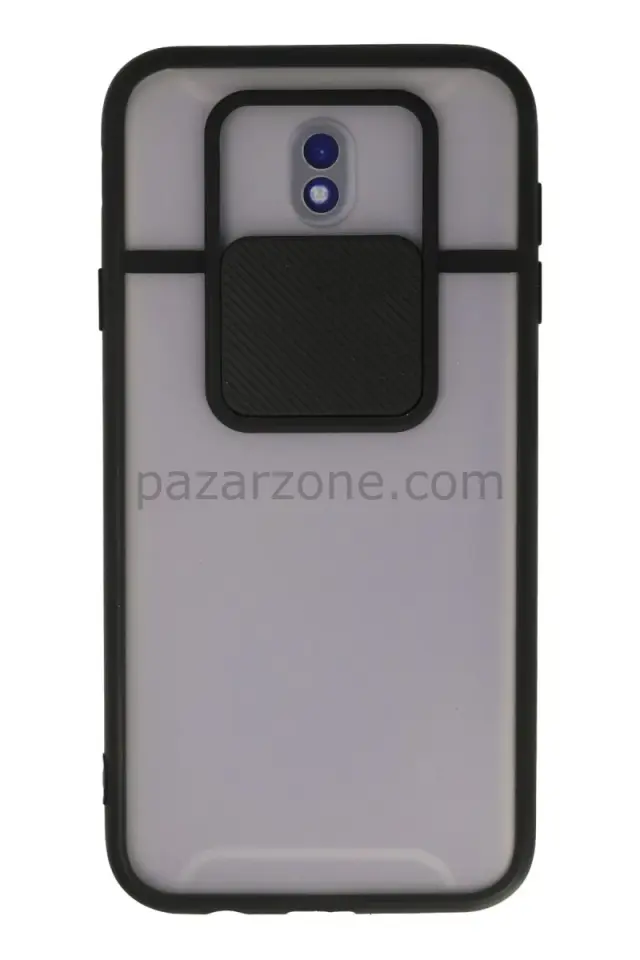 Newface Samsung Galaxy J7 Pro / J730 Kılıf Palm Buzlu Kamera Sürgülü Silikon - Siyah