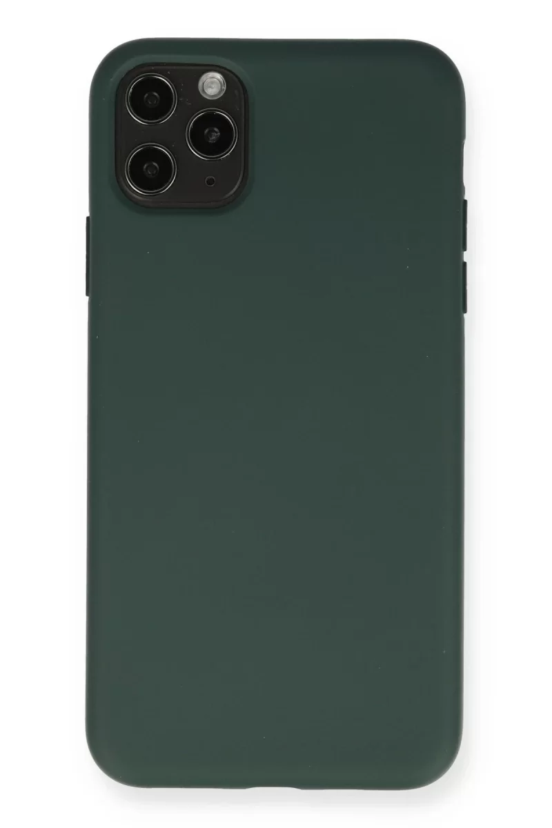 Newface Apple iPhone 11 Pro Max Kılıf Nano içi Kadife Silikon - Koyu Yeşil