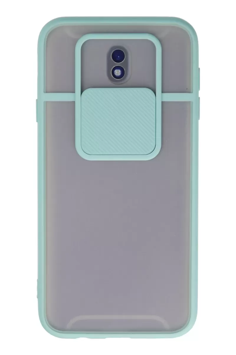 Newface Samsung Galaxy J7 Pro / J730 Kılıf Palm Buzlu Kamera Sürgülü Silikon - Turkuaz