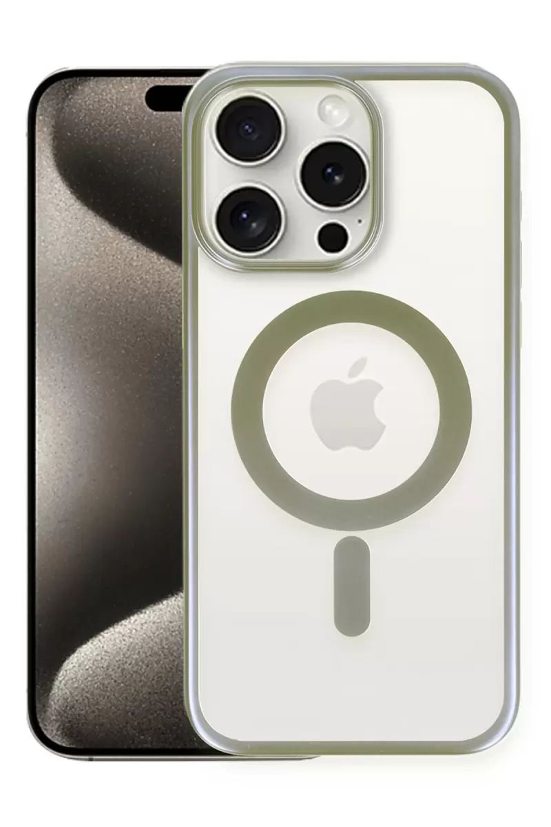Newface Apple iPhone 15 Pro Kılıf Erozi Magsafe Kapak - Gri