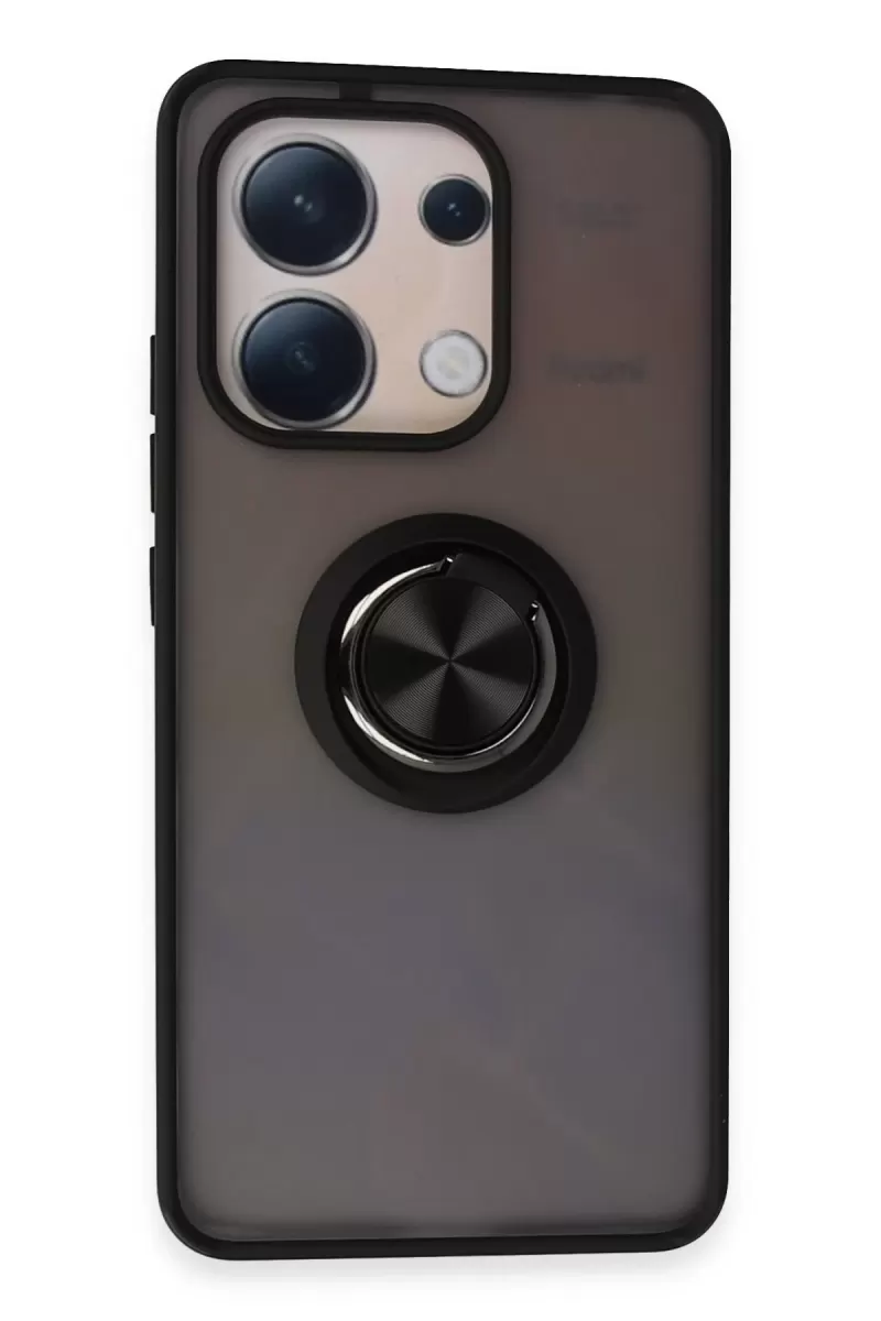 Newface Xiaomi Redmi Note 13 4G Kılıf Montreal Yüzüklü Silikon Kapak - Siyah