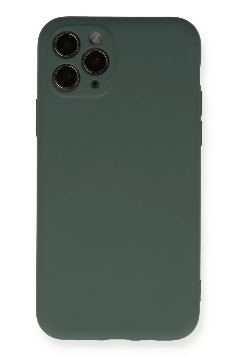 Newface Apple iPhone 11 Pro Kılıf Nano içi Kadife Silikon - Koyu Yeşil