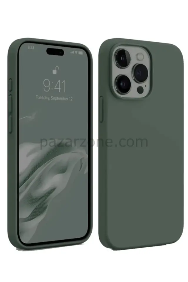 Newface Apple iPhone 15 Pro Kılıf First Silikon - Koyu Yeşil