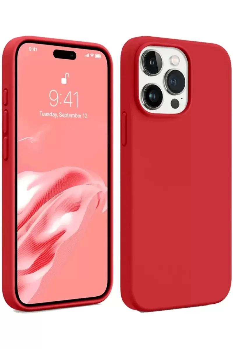 Newface Apple iPhone 15 Pro Kılıf First Silikon - Kırmızı