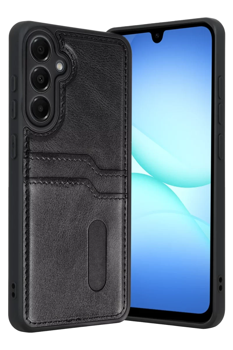 Newface Samsung Galaxy A17 5G Sara Kartvizitli Deri Kılıf - Siyah