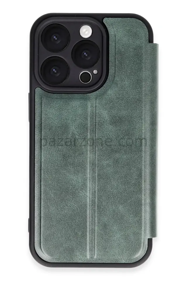 Newface Apple iPhone 16 Pro Max Kılıf Flip Cover - Koyu Yeşil