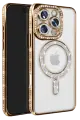 Newface Apple iPhone 16 Pro Max Kılıf Joke Simli Magneticsafe Kılıf - Gold