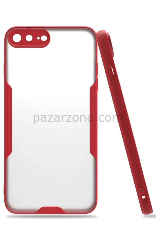Newface Apple iPhone 7 Plus Kılıf Platin Silikon - Kırmızı