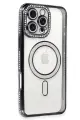 Newface Apple iPhone 16 Pro Max Kılıf Joke Simli Magneticsafe Kılıf - Gri