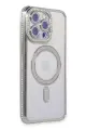 Newface Apple iPhone 15 Pro Kılıf Joke Simli Magneticsafe Kılıf - Gümüş