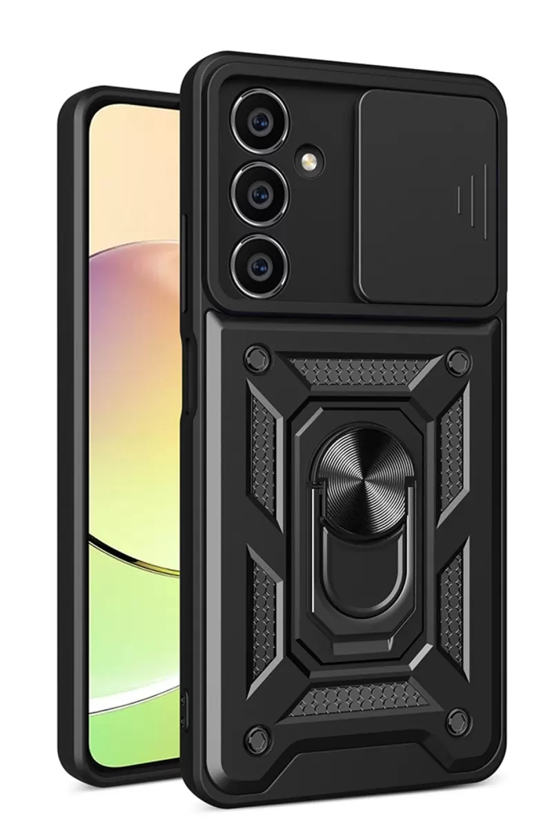 Newface Samsung Galaxy A05 Kılıf Pars Lens Yüzüklü Silikon - Siyah