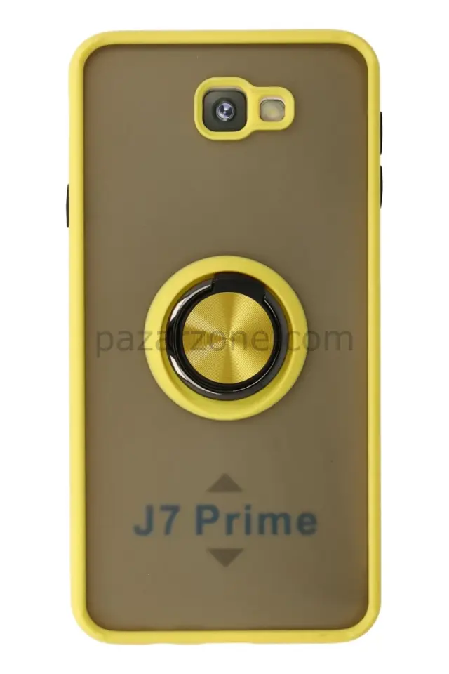 Newface Samsung Galaxy J7 Prime Kılıf Montreal Yüzüklü Silikon Kapak - Sarı