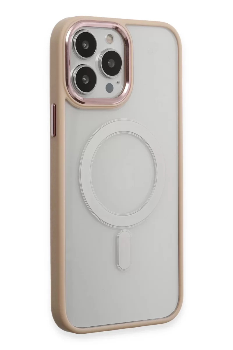 Newface Apple iPhone 15 Pro Kılıf Room Magneticsafe Silikon - Pudra