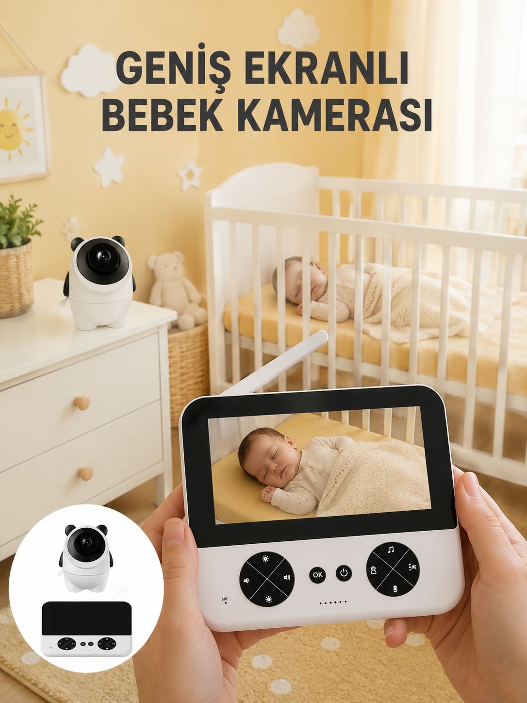 720P HD Gece Görüşlü Kablosuz Bebek Kamerası İki Yönlü Sesli Yeni Nesil