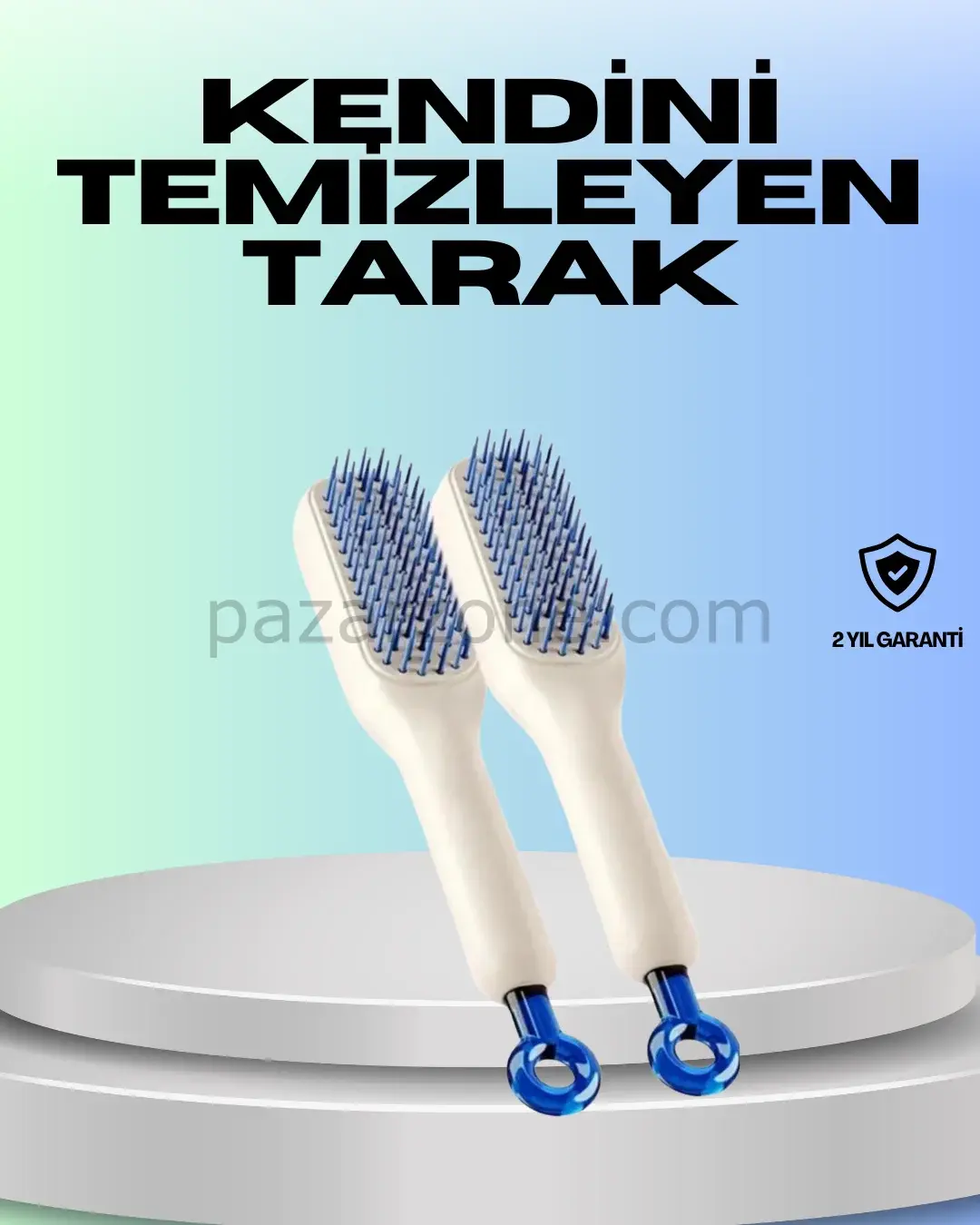 Kendini Temizleyen Ergonomik Saç Tarağı – ABS Gövde, Silikon Diş