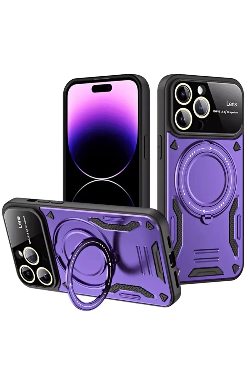 Newface Apple iPhone 16 Pro Max Kılıf Joy Lens Standlı Kapak - Mor