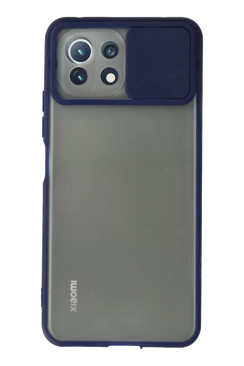 Newface Xiaomi Mİ 11 Lite Kılıf Palm Buzlu Kamera Sürgülü Silikon - Lacivert