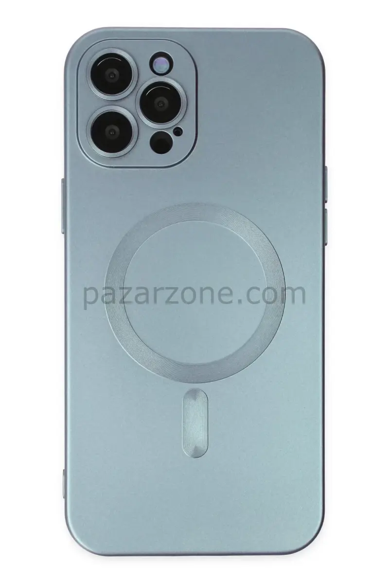 Newface Apple iPhone 12 Pro Max Kılıf Moshi Lens Magneticsafe Silikon - Sierra Blue