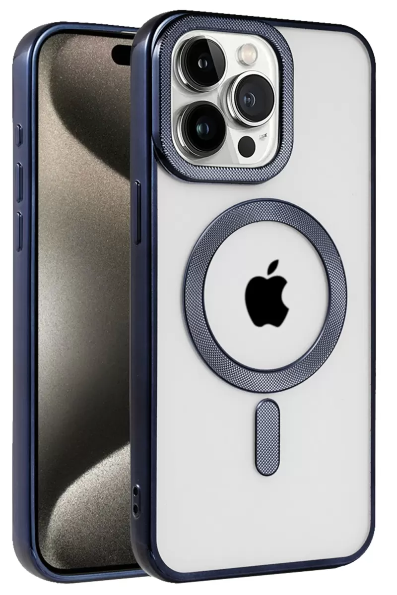Newface Apple iPhone 15 Pro Kılıf Kronos Magsafe Kapak - Lacivert