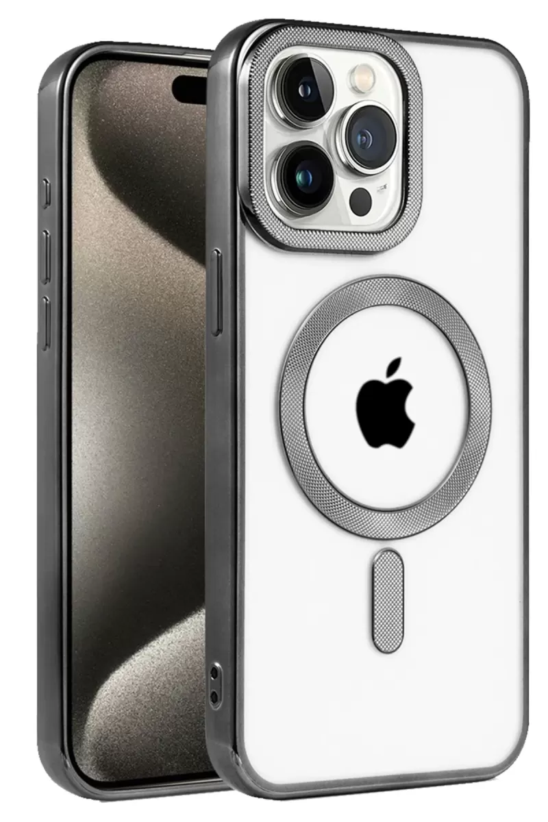 Newface Apple iPhone 15 Pro Kılıf Kronos Magsafe Kapak - Siyah