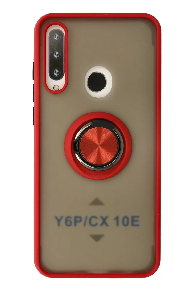 Newface Huawei Y6P Kılıf Montreal Yüzüklü Silikon Kapak - Kırmızı