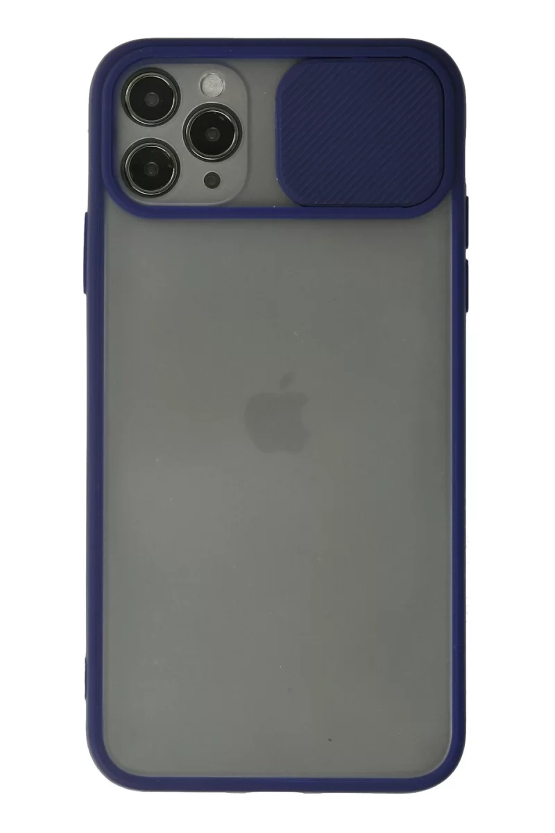 Newface Apple iPhone 11 Pro Kılıf Palm Buzlu Kamera Sürgülü Silikon - Lacivert