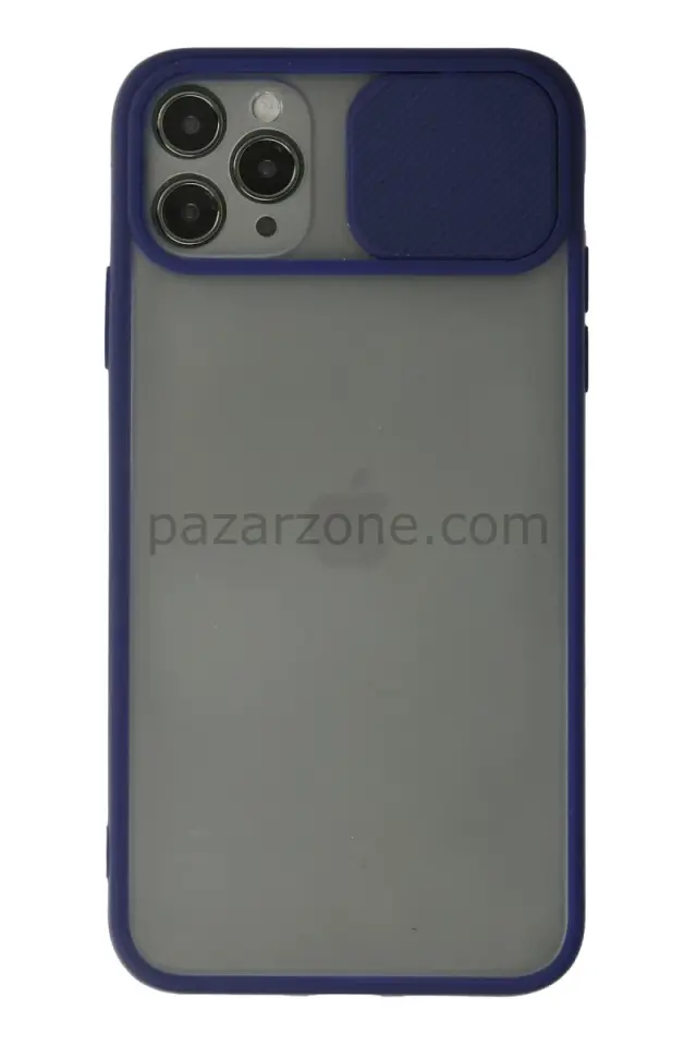 Newface Apple iPhone 11 Pro Kılıf Palm Buzlu Kamera Sürgülü Silikon - Lacivert
