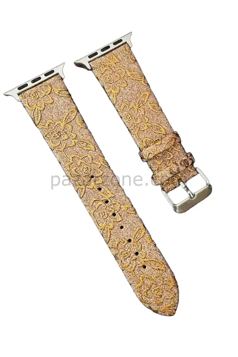 Newface Apple Watch 42mm Creeper Desenli Kordon - Gold