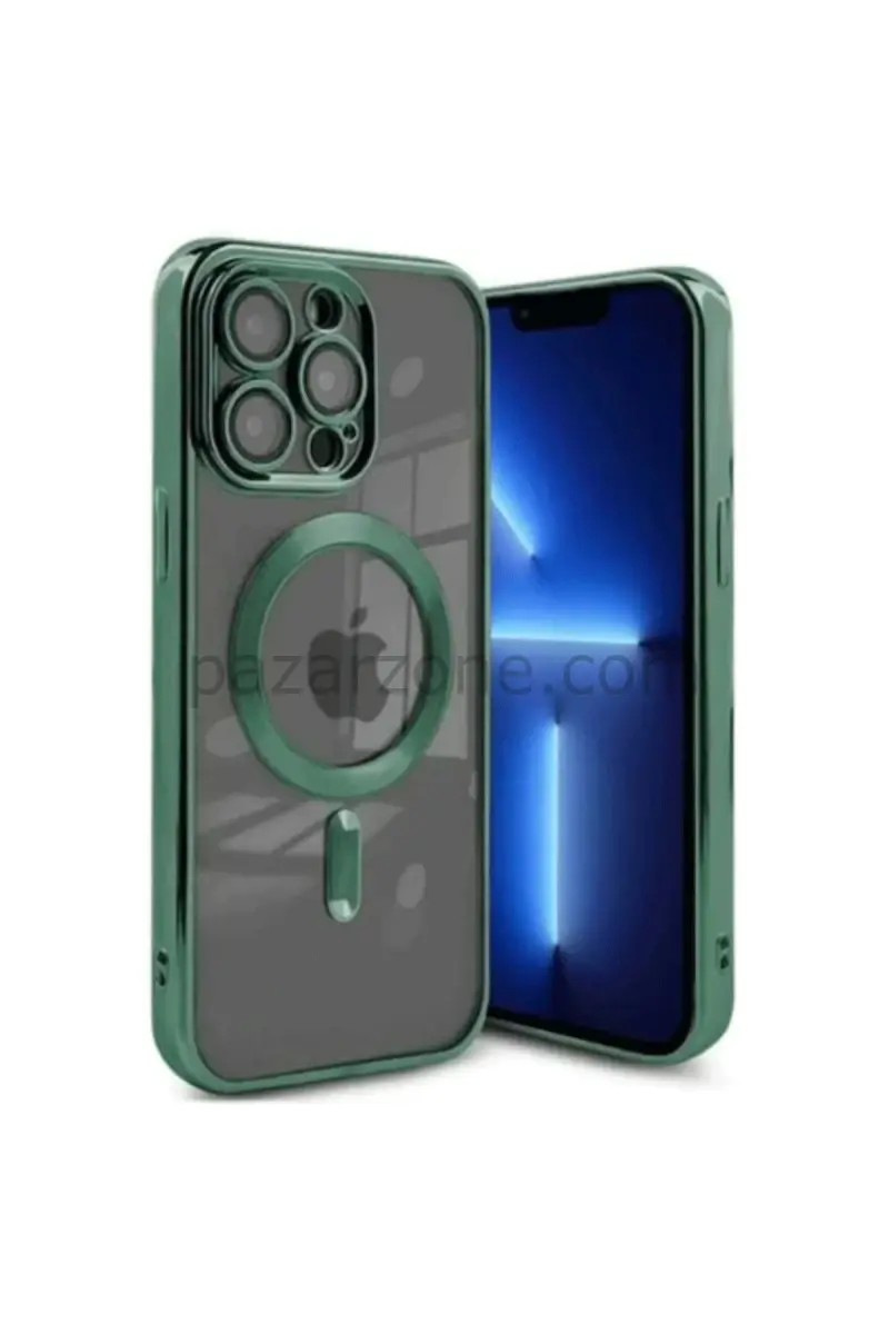 Newface Apple iPhone 15 Pro Kılıf Kross Magneticsafe Kapak - Koyu Yeşil